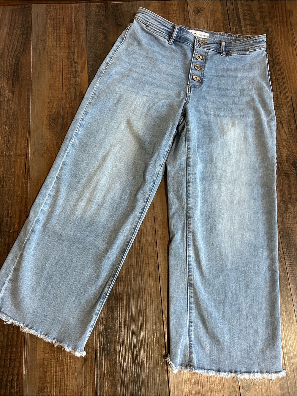 Sz 8 Tribal Jeans - Audrey Mid rise Wide-Leg Crop Button-Fly Jean